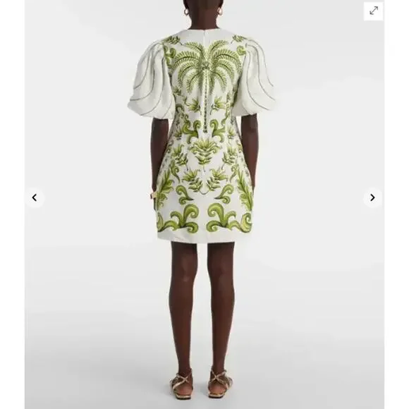 Farm Rio Dress Womens Small Milani Printed Linen Mini Tropical Boho Chic Playful - Picture 3 of 15